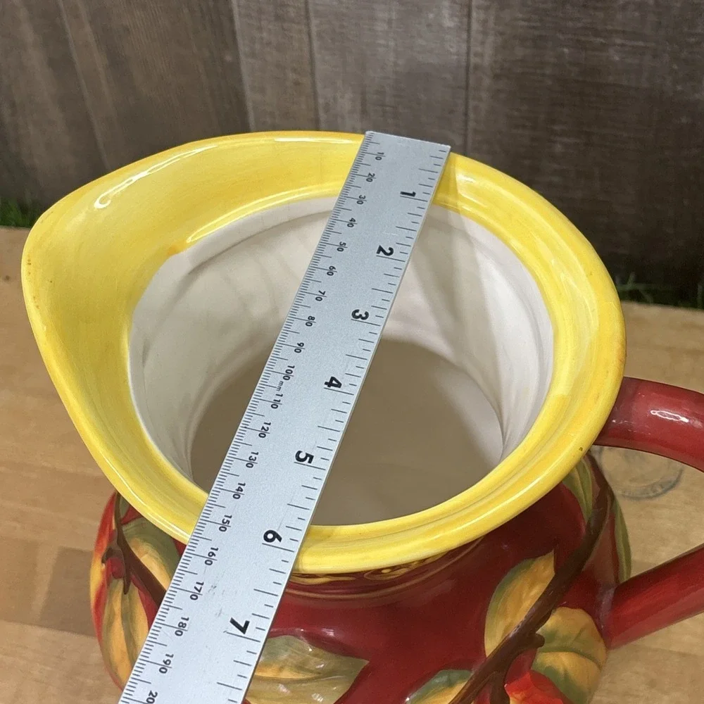 Vtg Nonni's Biscotti Large Red Apple Ceramic Pitcher! 10